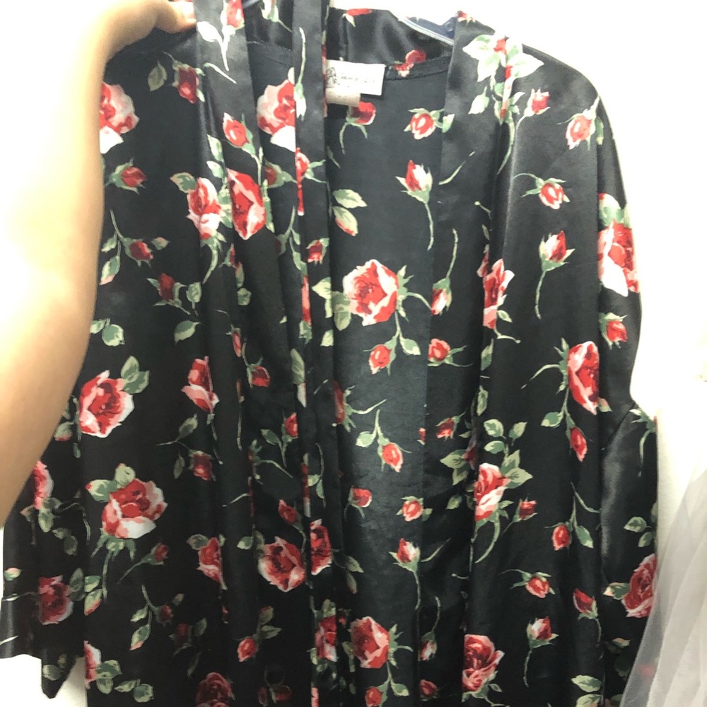 Black and red silk robe